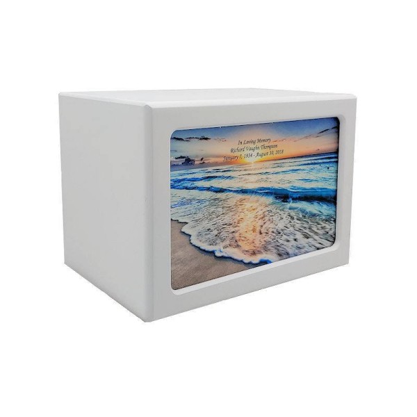 Lido Beach Box White Wood Urn Box 